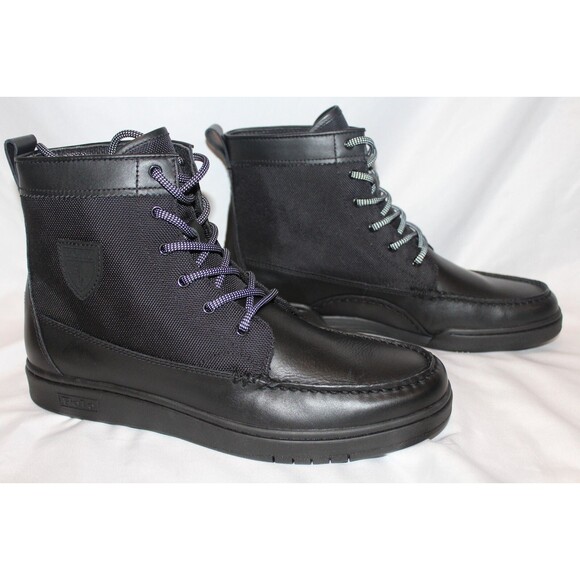 POLO RALPH LAUREN MEN\'S CANVAS LEATHER RINGER II HIGH‎ TOPS BLACK SZ 13 NIB main image 5